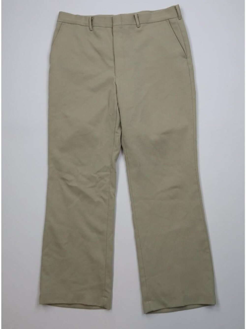 Vtg 70s Streetwear Mens 38x31 Knit Wide Leg Bell Bottoms Chino Pants Beige USA
